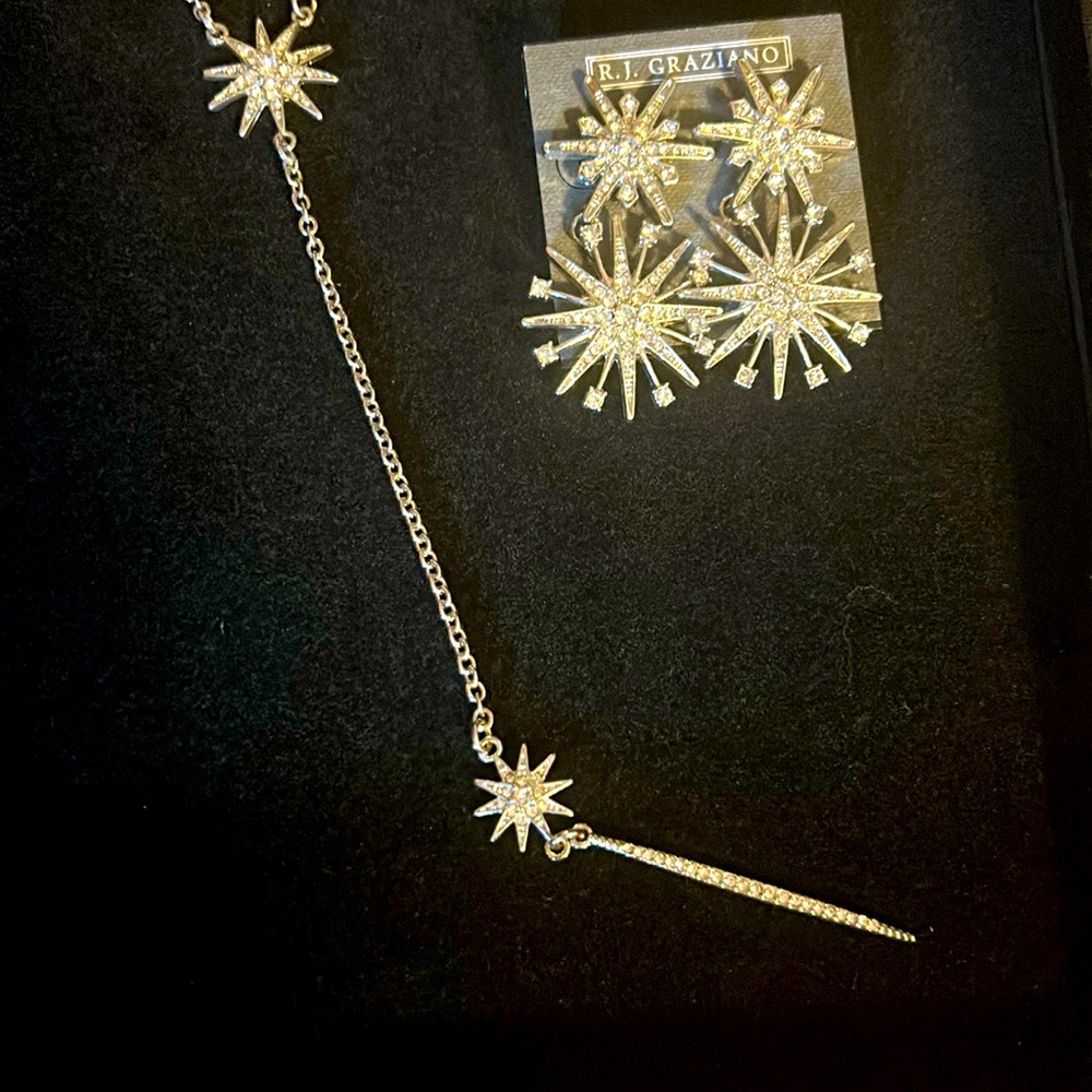 R.J. Graziano Gold Starburst Necklace and Earring Set